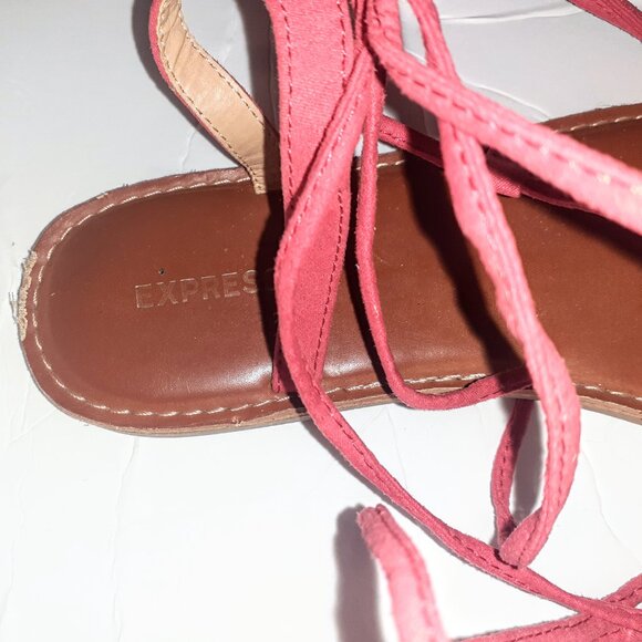 Express Size 10 Strappy Gladiator Sandals Tie Up Flat Padded Shoes Summer Women - Picture 4 of 7